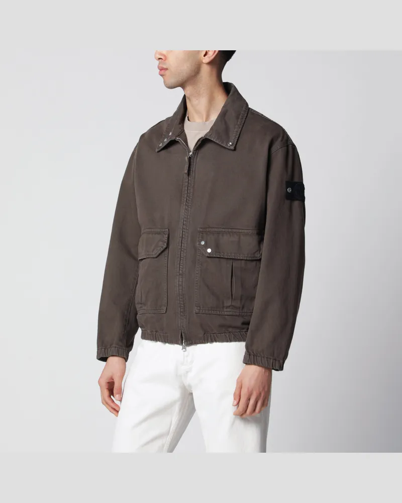 Stone Island Coachjacke mit Tropfschutz aus Denim in Braun Brown