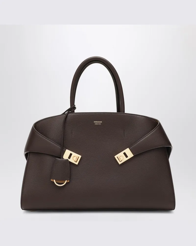 Ferragamo Hug M Handtasche aus Leder in Braun/Ocker Braun