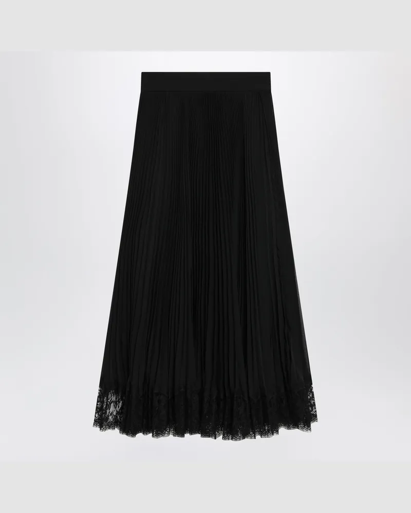 Dolce & Gabbana Plissierter Longuette-Rock aus Seidengeorgette in Schwarz Black