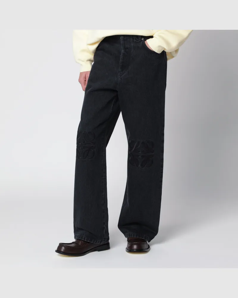 Loewe Weite Anagram-Jeans in Schwarz aus Baumwolle Black