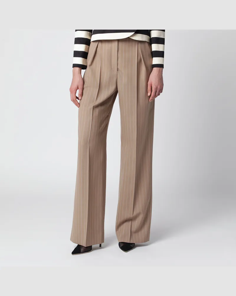 Valentino Garavani Nadelstreifenhose aus Wolle in Schlammfarbe Beige