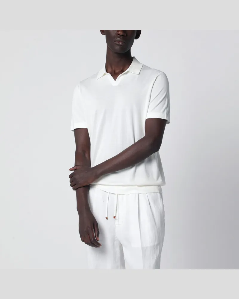 Drumohr  Milchweißes Poloshirt aus Baumwollstrick White