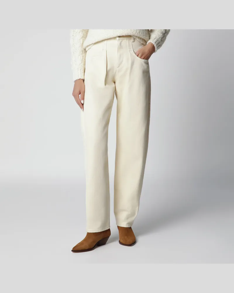 Isabel Marant Barrel-Jeans Lisha aus Baumwoll-Denim in Beige Beige