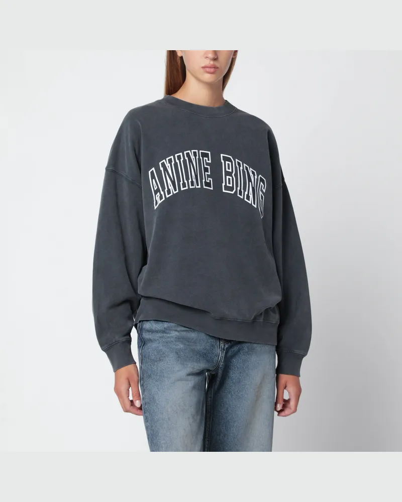 Anine Bing Verwaschen schwarzes Miles Sweatshirt aus Baumwolle Black