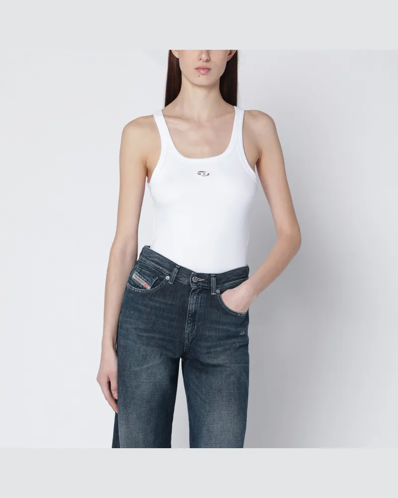Diesel T-Wife weißes Tanktop mit gelasertem Oval D White
