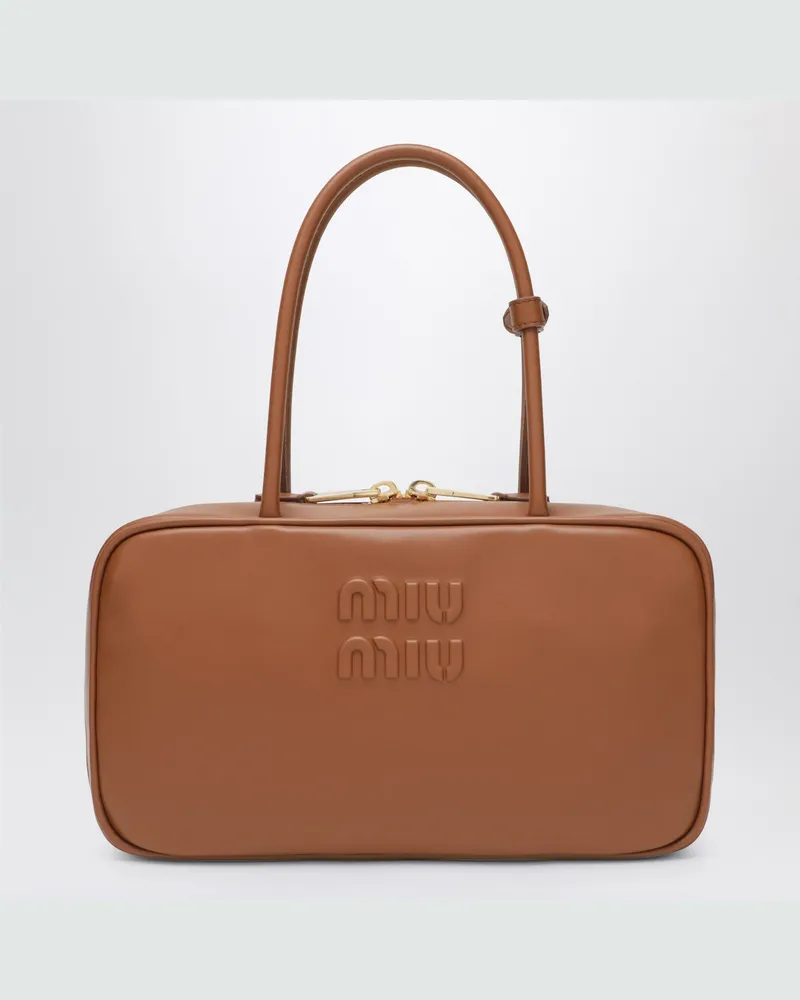 Miu Miu Beau Medium Tasche aus Leder in Cognac-Farbe Brown
