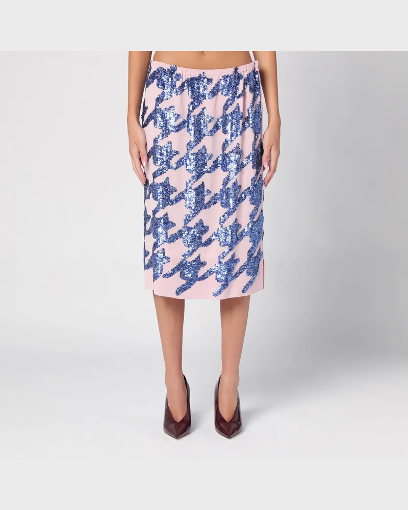 Dries van Noten Rosafarbener Rock aus Seide mit Pailletten Pink