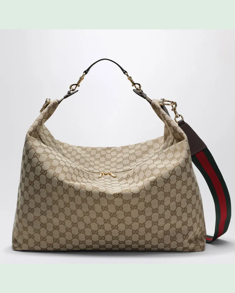 Gucci Große Brera Tasche aus GG-Canvas in Sand/Braun Beige
