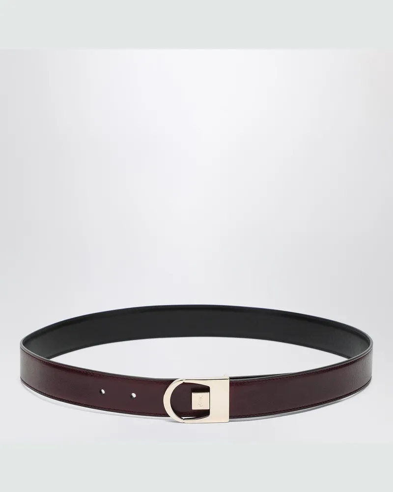 Saint Laurent Umkehrbarer Gürtel aus schwarzem/burgunderfarbenem Leder Black
