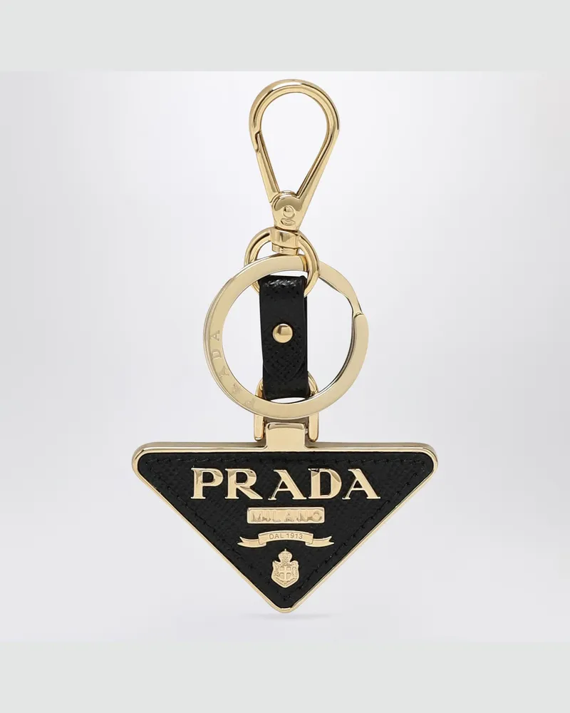 Prada Schlüsselanhänger mit schwarzem Dreieckslogo Black