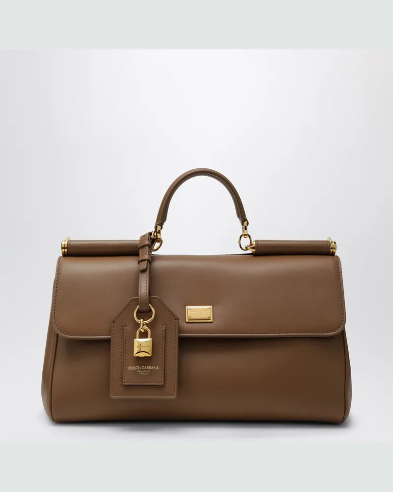 Dolce & Gabbana My Sicily Handtasche aus karamellfarbenem Leder Brown