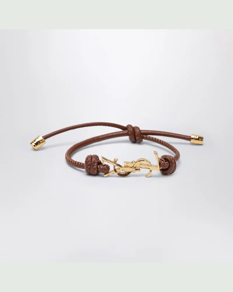 Saint Laurent CASSANDRE Lederarmband Mit Kordel Brown
