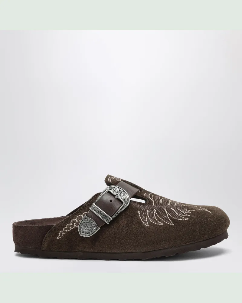 Etro Boston-Braun bestickter Wildleder-Sabot Brown