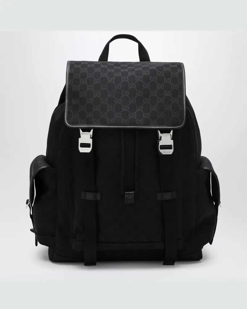 Gucci Großer schwarzer Rucksack aus GG-Stoff Black