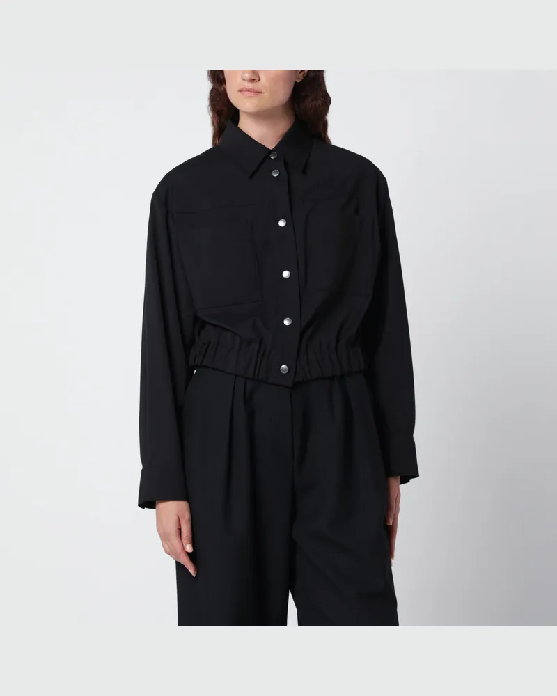Max Mara Kurze schwarze Jacke aus Schurwolle Black