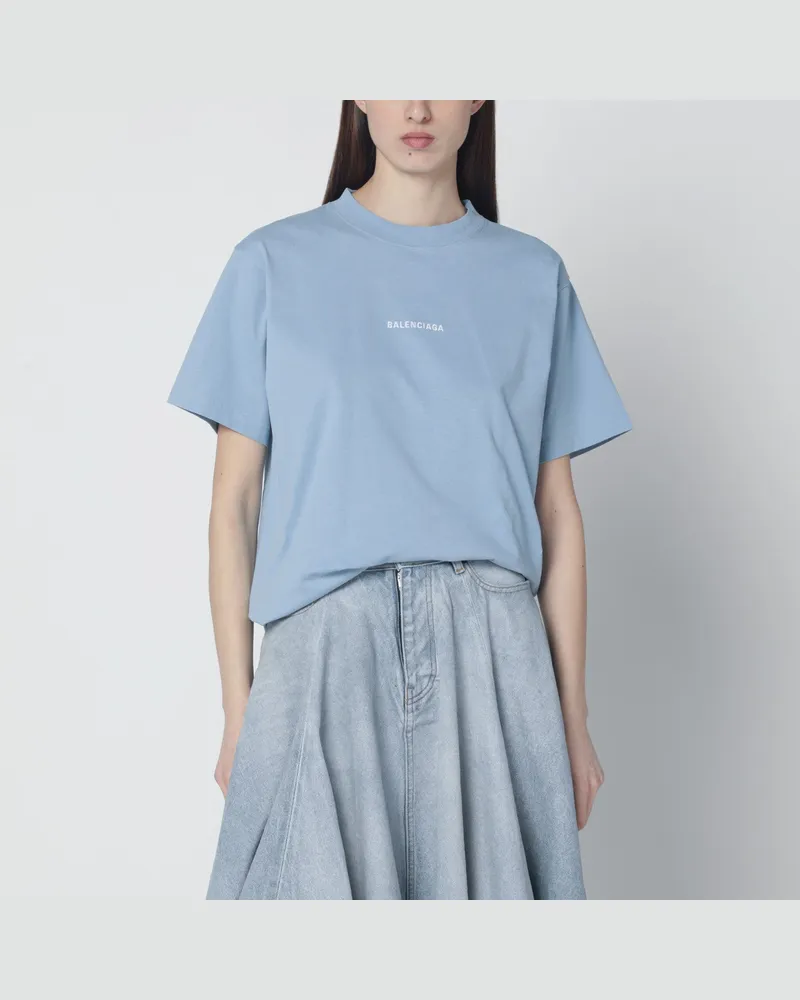 Balenciaga Hellblaues  Back T-Shirt mit Medium-Fit-Passform Light