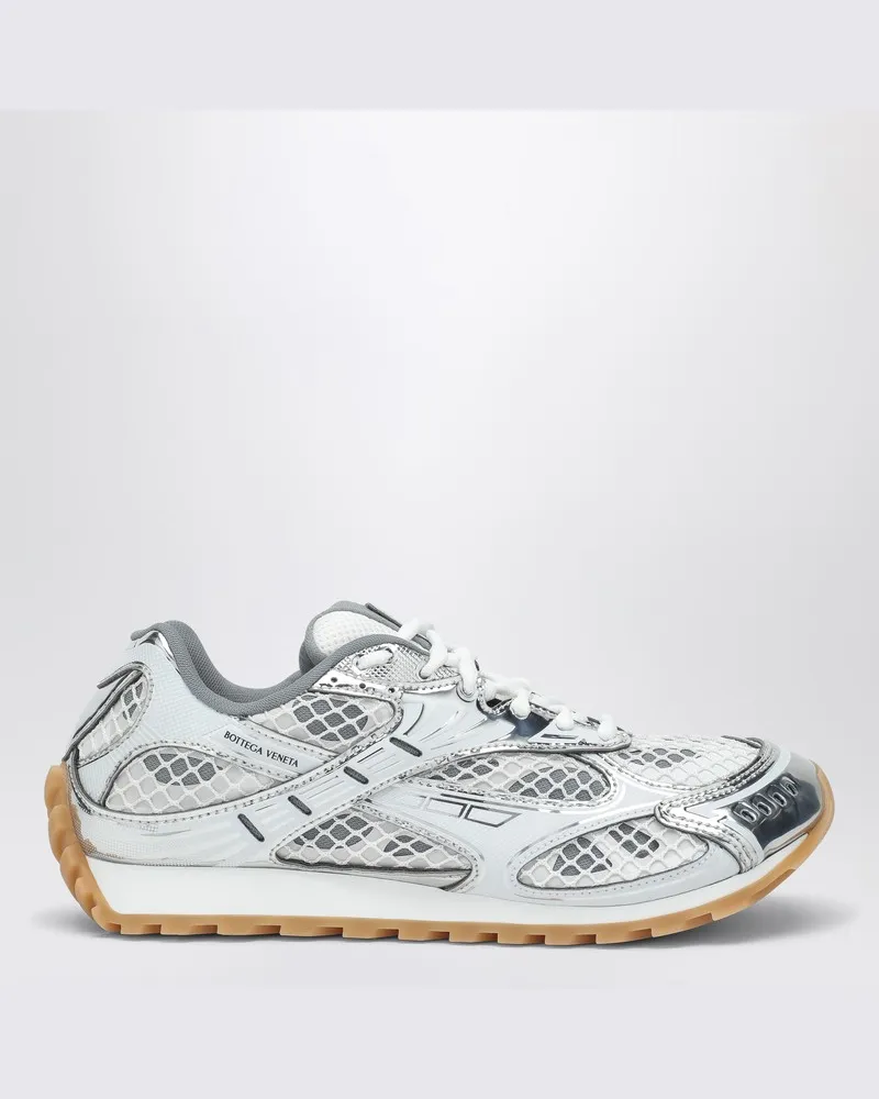 Bottega Veneta Flacher Turnschuh Orbit silber/weiß Grau