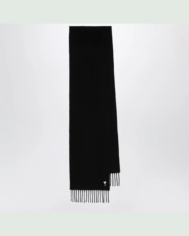 AMI Paris Schwarzer Ami de Coeur Schal aus Wolle Black