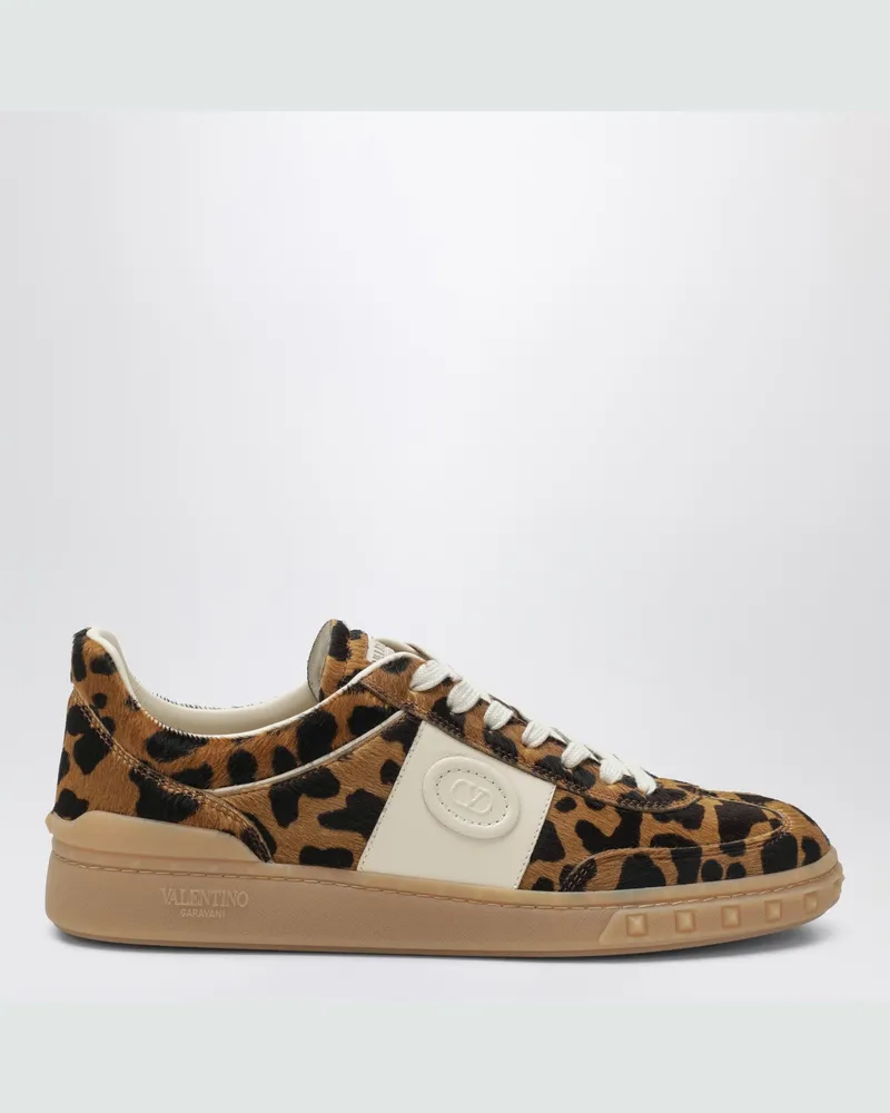 Valentino Garavani Upvillage Sneakers aus Kalbsleder mit Ponyfell-Effekt Brown