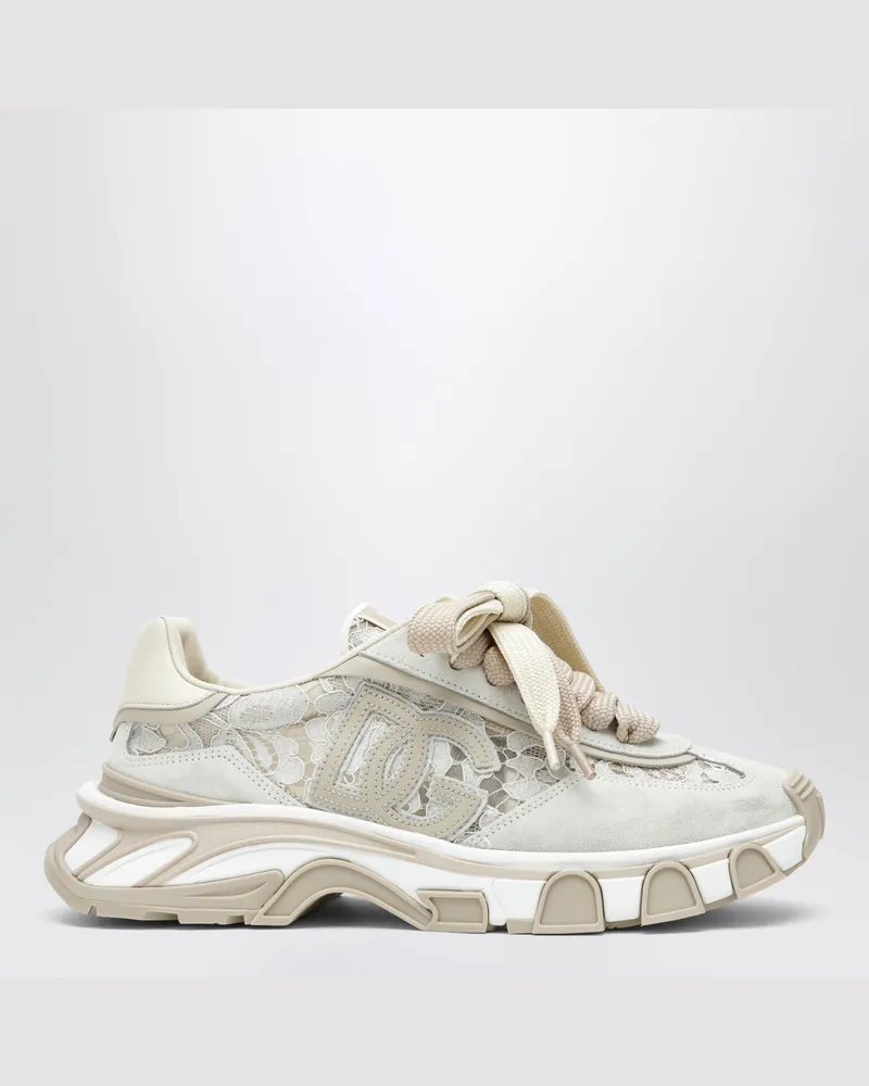 Dolce & Gabbana DG Country Road Sneaker aus Spitze mit DG-Patch White