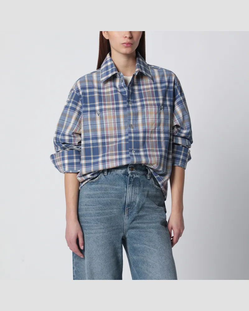 Golden Goose Indigoblaue karierte Hemdbluse Multicolor