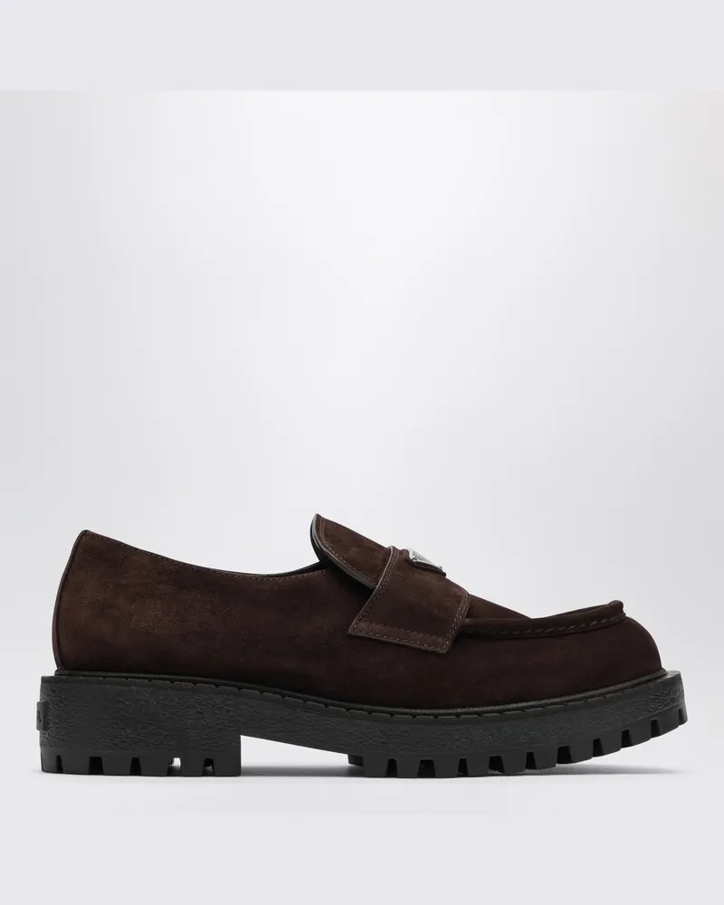 Prada Braune Mokassins aus Veloursleder Braun