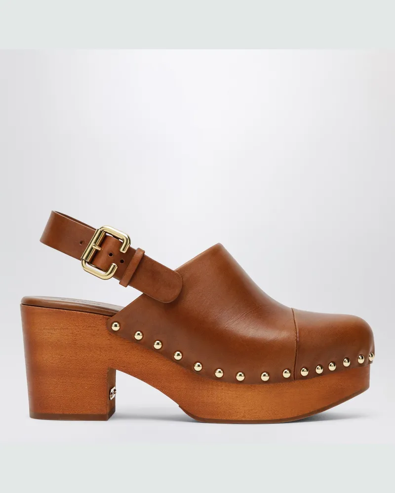 Chloé Braune Jeannette-Clogs mit Nieten Brown