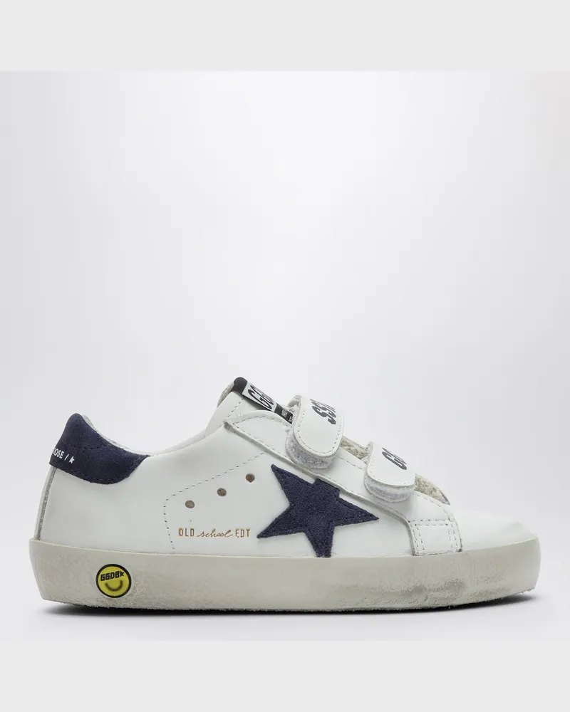 Golden Goose Weiß/blauer flacher Sneakers Old School 