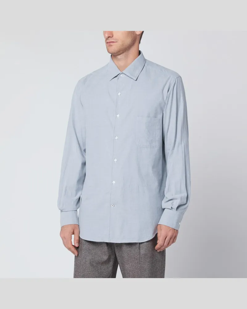 Loro Piana Hellgrau-blaue Baumwollhemd Blau