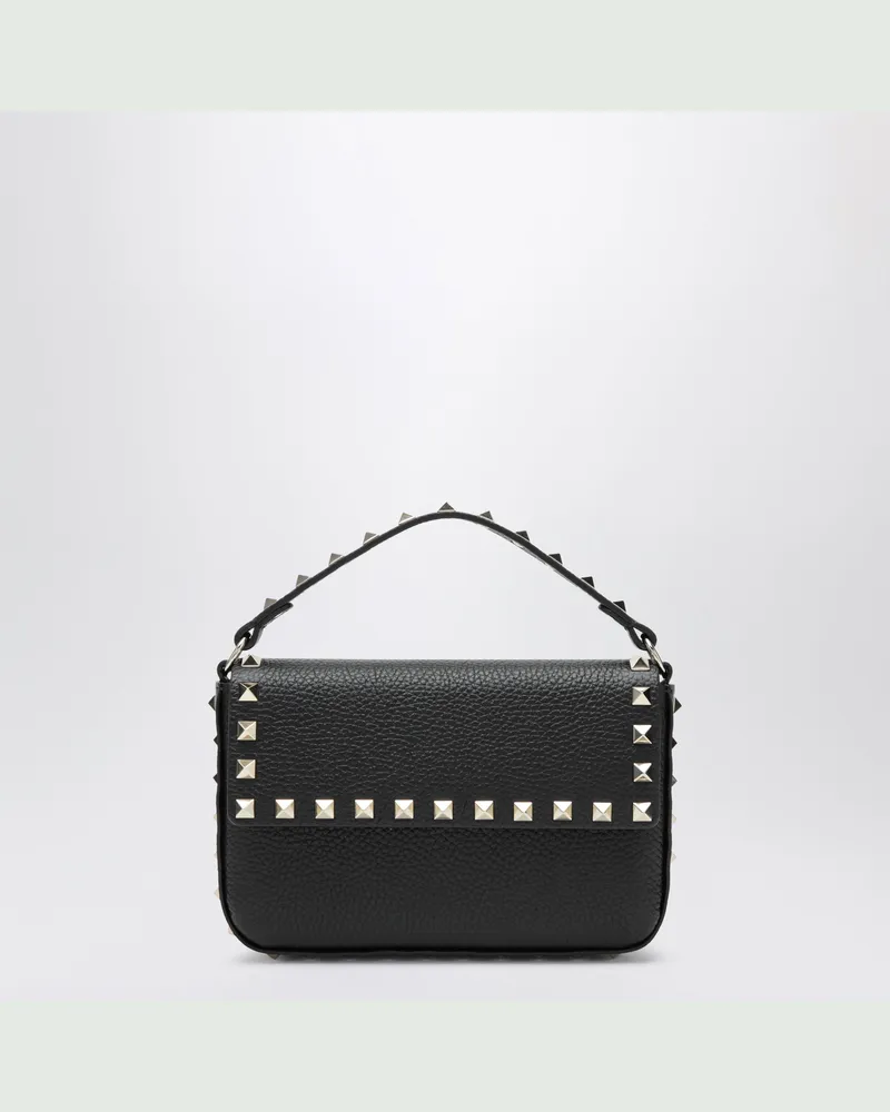 Valentino Garavani Rockstud Pouch aus genarbtem Kalbsleder in Schwarz Black