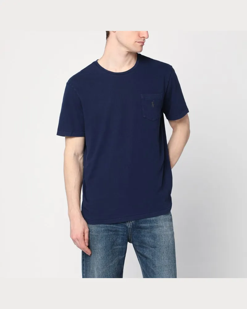 Ralph Lauren Marineblaues Baumwoll-T-Shirt Blau