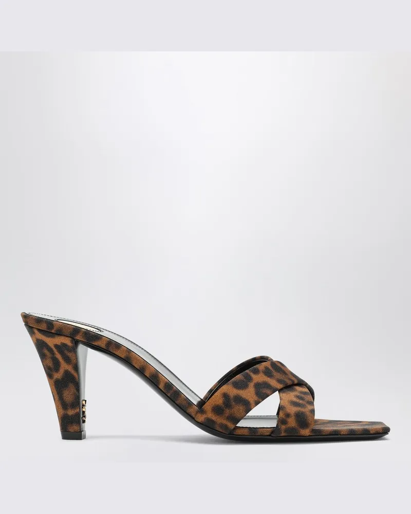 Saint Laurent Mule Jill im Leopardenmuster aus Grosgrain Braun