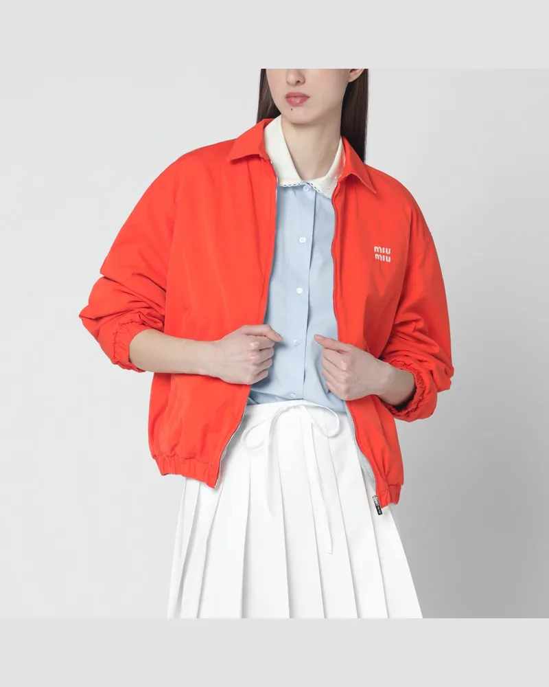 Miu Miu Orangefarbener Baumwoll-Blouson mit Logo 