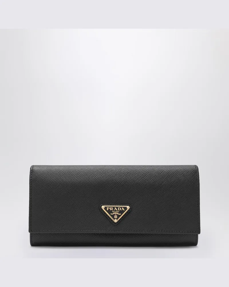 Prada Großes Portemonnaie aus schwarzem Saffiano Schwarz
