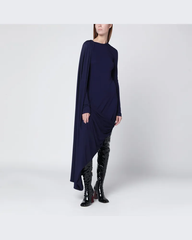 SPORTMAX Dunkelviolettes asymmetrisches Kleid mit Drapierung Purple