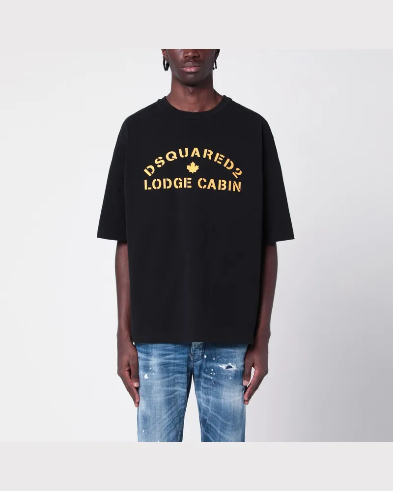 Dsquared2 Schwarzes T-Shirt aus Baumwolle mit Logo Schwarz