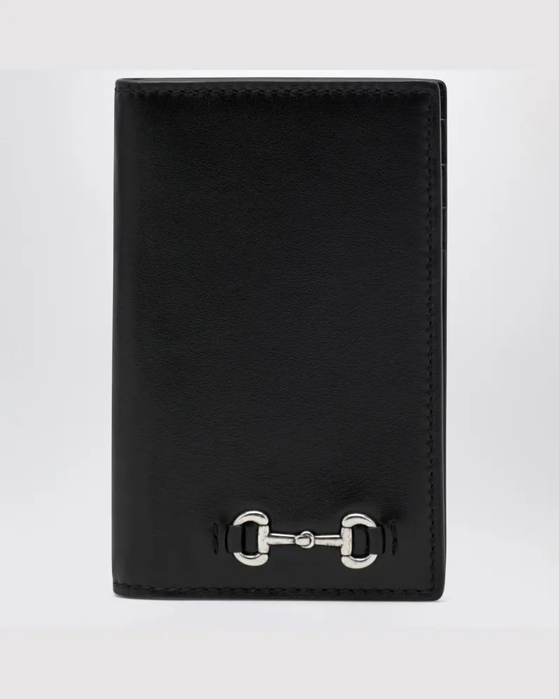 Gucci Schwarzer langer Kartenhalter mit Horsebit 