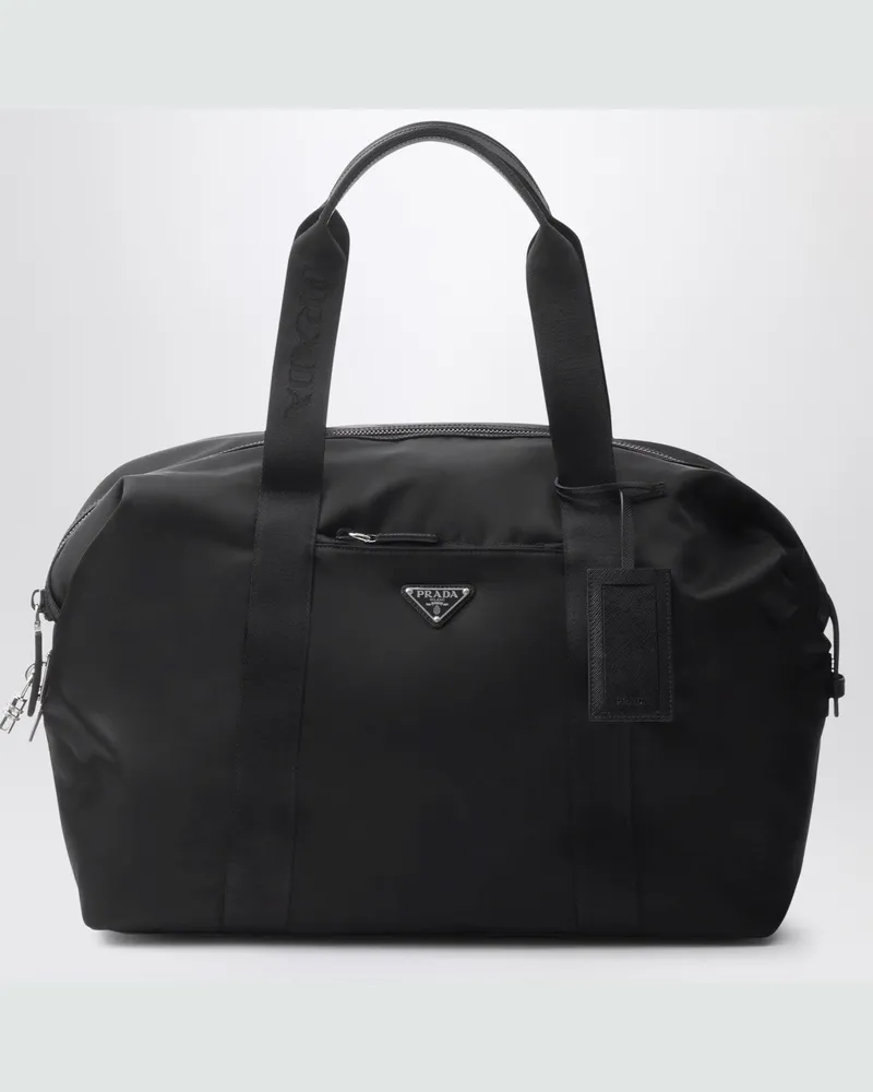 Prada Schwarze Re-Nylon- und Saffiano-Reisetasche Black