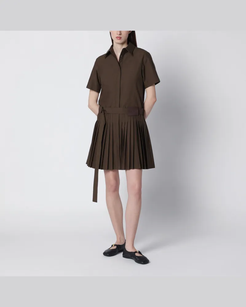 Loewe Plissiertes Kleid in Khakigrün aus Baumwollmischung Green