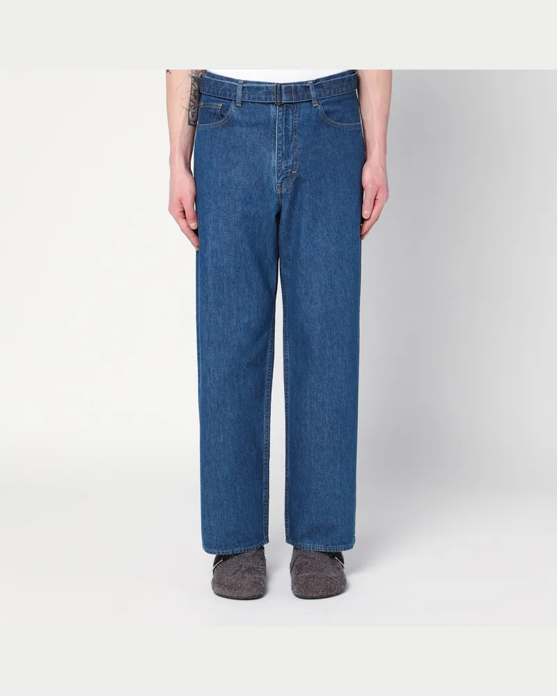 AURALEE Blaue Jeans mit Gürtel Blue