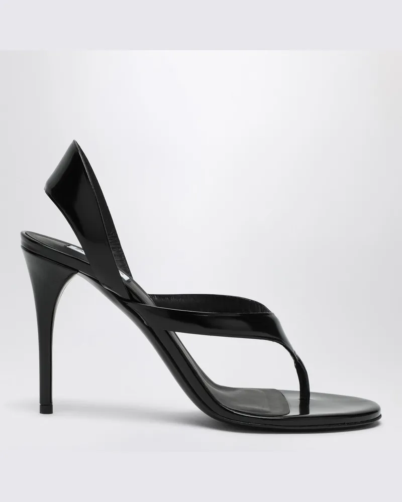 Alaïa Schwarze Lederflip-Flops Schwarz