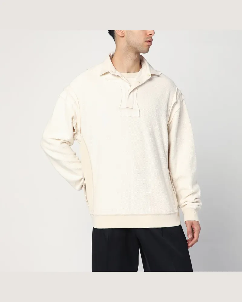 Maison Margiela Sweatshirt mit Dekonstruktions-Effekt in Ecru Weiß