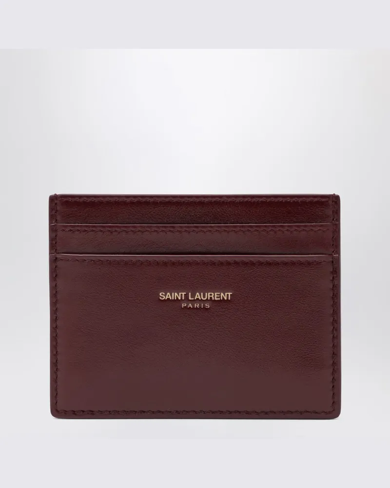 Saint Laurent Kreditkartenetui aus dunklem rubinrotem Leder 