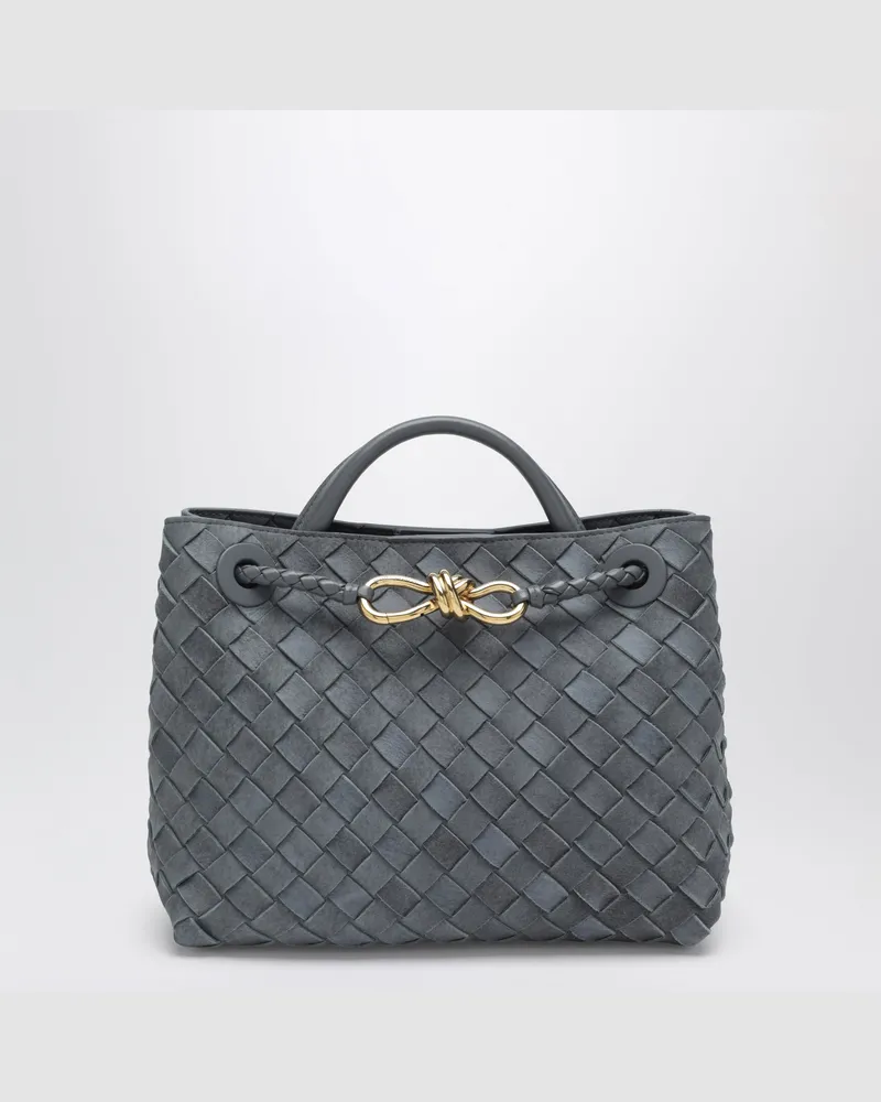 Bottega Veneta Kleine Andiamo Handtasche aus Wildleder in Cloudy Indigo Blue