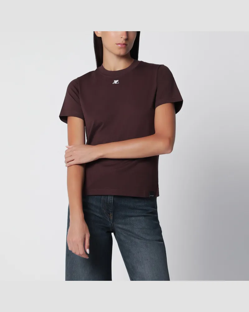 Courrèges T-Shirt AC Rot aus Baumwolle Burgundy