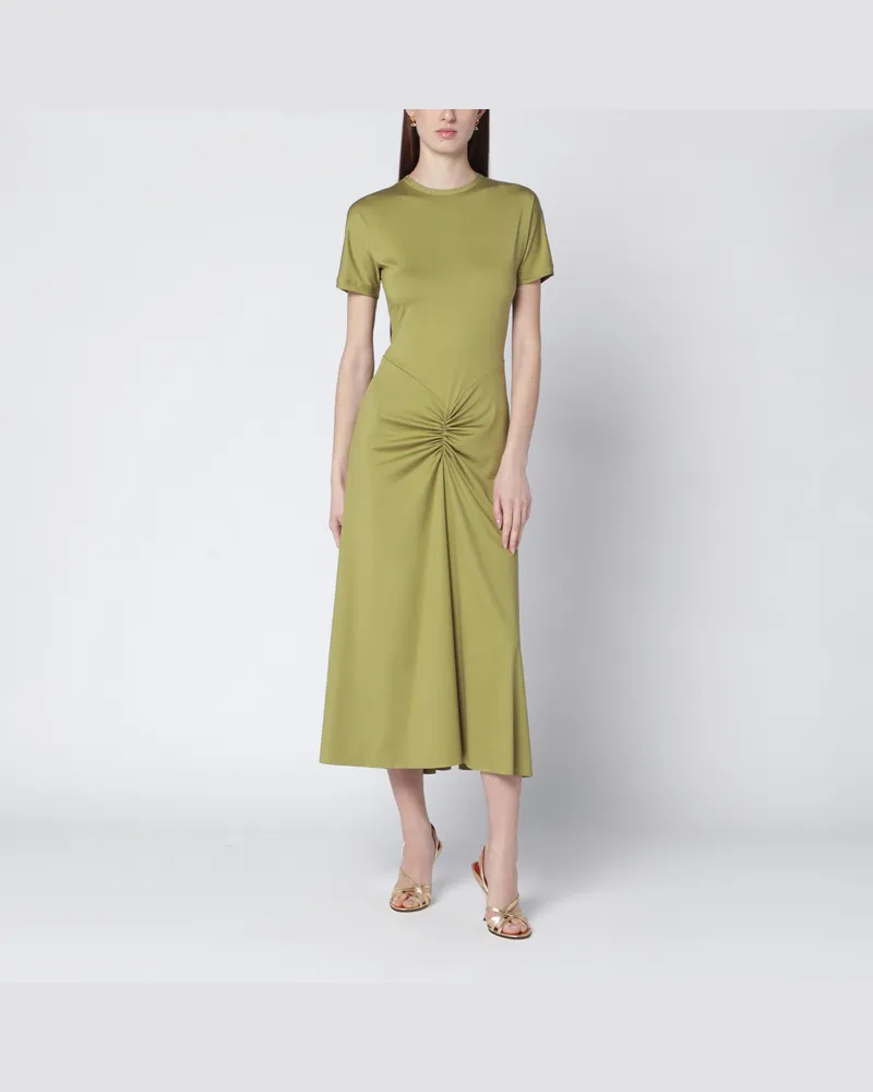 Victoria Beckham Blaire Kleid mit geraffter Taille in Gelbgrün Green