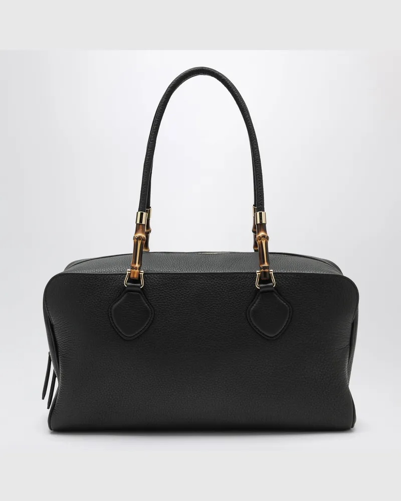 Gucci Black large bamboo duffle bag Black