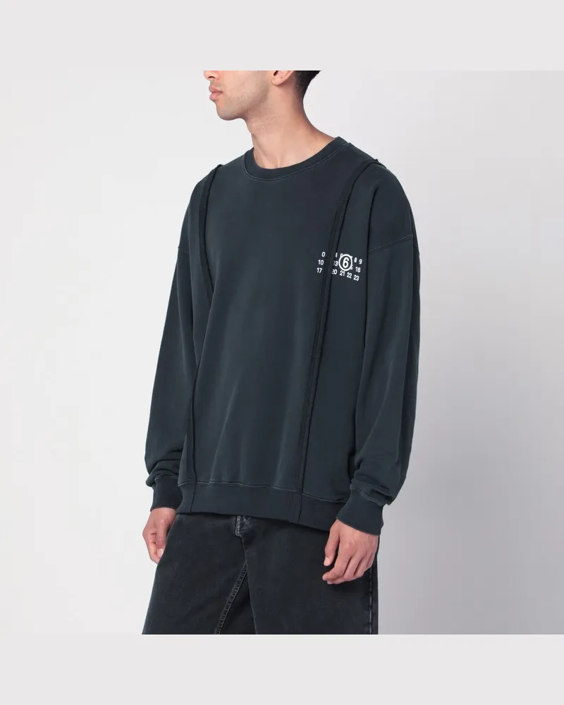 Maison Margiela Schwarzes Sweatshirt mit Numeric-Logo aus Baumwolle Schwarz