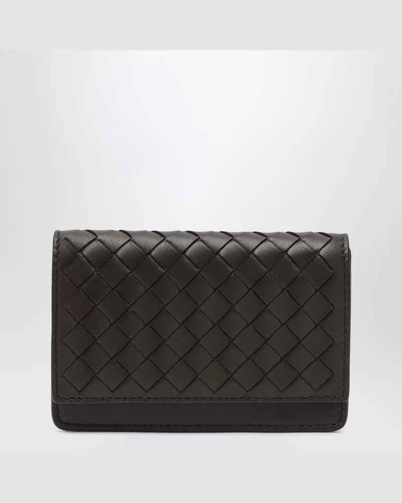 Bottega Veneta Kleines Continental Portemonnaie aus Intrecciato in Fondente Braun