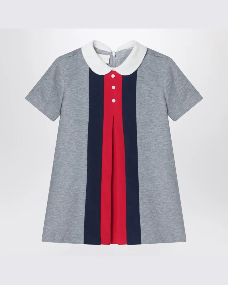 Gucci Hellgraues Baumwollkleid mit Webband Grau